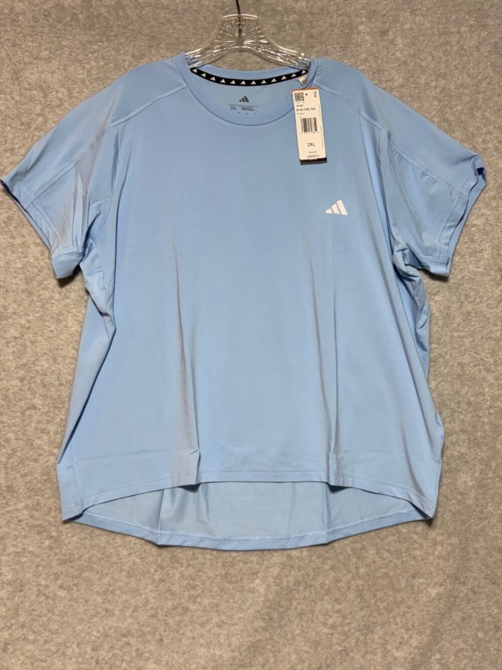 Adidas Womens Shirt 2XL XXL Blue Active Top Short Sleeve Moisture Wicking